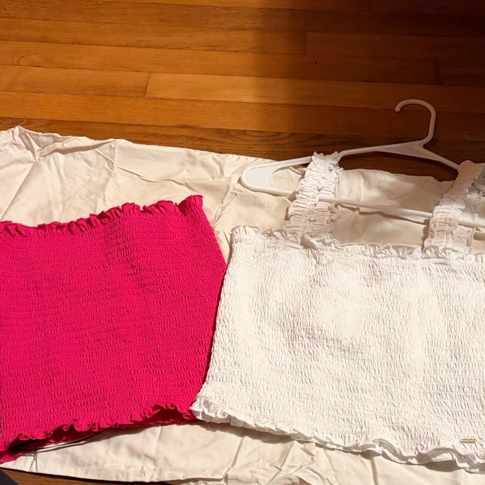 H & M Pink and Guess White Tank Tops